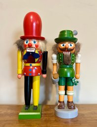 (ZZ-130) VINTAGE GERMAN NUTCRACKERS - CLOWN & CHAP WITH BEER - 10' - 12'