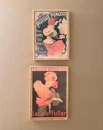 (UB9) PAIR OF FRENCH PRINTS DANCING GIRLS WALL MOUNTED PLAQUES - 8' BY 11'