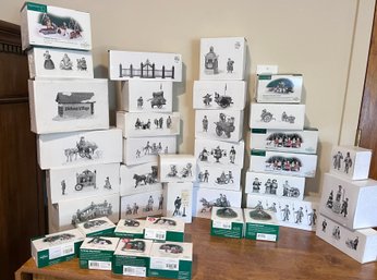 (ZZ-140) BIG COLLECTION 37 BOXES OF DEPT. 56 DICKENS' NORTH POLE VILLAGE ACCESSORIES - ALL IN BOXES