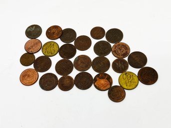 (A-65) VINTAGE ASSORTED LOT OF 25  NEW YORK BRIDGE, ROAD AND TUNNEL TOKENS