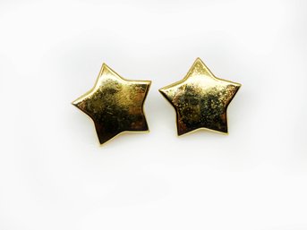 (J-12) FASHION 14 KT GOLD STAR PIN BACK EARRINGS-DWT 1.5