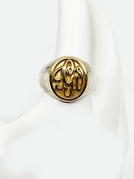 (A-34) VINTAGE STERLING SILVER AND 14KT GOLD INSIGNIA RING-'J ANCHOR C' -SIZE 11 1/2-11.71 DWT