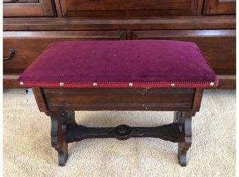 (D-23)ANTIQUE WOOD CHURCH BENCH/KNEELER  WITH CUSHION - 21' WIDE BY 10' DEEP BY 14' HIGH