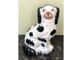 (A-4) ANTIQUE ENGLISH STAFFORDSHIRE SPANIEL FIGURINE  - DISRALI - 8.5' TALL