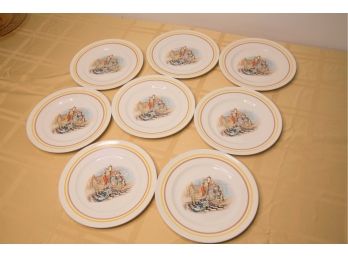 D-8- LOT OF 8 PORTLAND POTTERY ENGLAND PLATES- 8' EACH