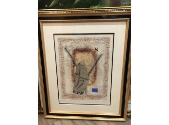 E-3 - ORIGINAL VINTAGE JAMES COIGNARD (1925-2008) MIXED MEDIA ART - 29' BY 24' FRAMED