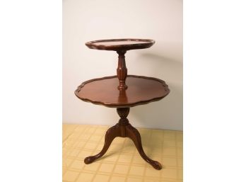 B-4- PAIR OF  VINTAGE 1940'S DOUBLE TIERED MAHOGANY  PIE CRUST TABLES -MERSMAN TABLES