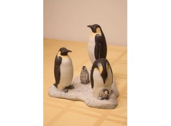 D-17- LENOX PENGUIN FIGURINE-3 PENGUINS- WITH BOX- 9' TALL AND 9' WIDE- SIGNED LYNN CHASE