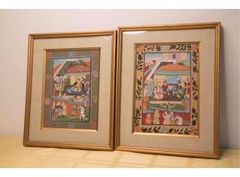 D-4- PAIR OF VINTAGE PERSIAN PAINTINGS - 11' BY 14' FRAMED