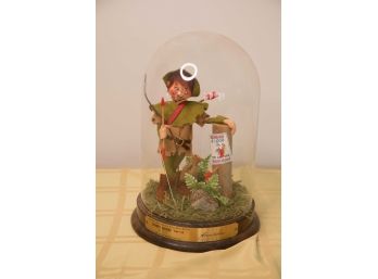 A-3 ANNA LEE ROBIN HOOD 1984 WITH GLASS DOME AND WOOD BASE