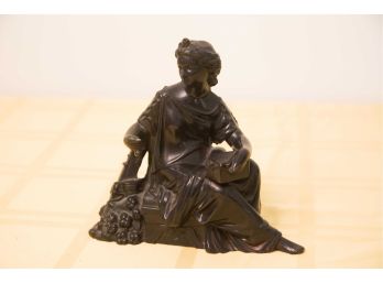 B-8 ANTIQUE METAL NEOCLASSICAL WOMAN FIGURINE