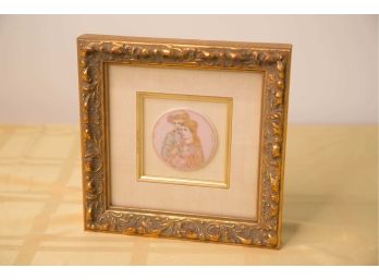 A-43-EDNA HIBEL PORCELIN MINIATURE FRAMED- ROMEO AND JULIET - 7 INCHES SQUARE