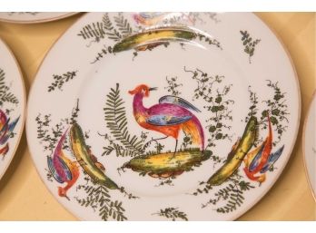 D-10- LOT OF 7 ANTIQUE BIRD PLATES- MARKED WITH GOLD ARROW- 8'