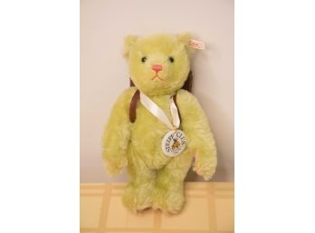 A-14 STEIFF TEDDY BEAR GREEN WITH BACKPACK 1998