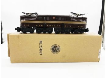 (124) VINTAGE LIONEL POSTWAR LOCOMOTIVE-#2340 PENNSYLVANIA MAROON 5 STRIPES-W/BOX