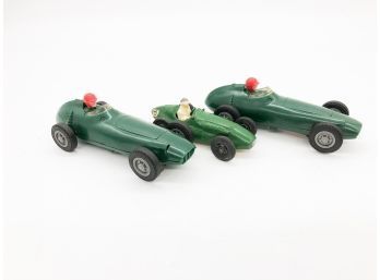 (112) LOT OF 3 VINTAGE MINIATURE CAR TOYS-2 LIONEL SLOT CARS AND 1 CRESCENT TOY CO.(ENG)