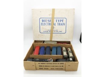 (148) VINTAGE MARX DIESEL TYPE ELECTRICAL TRAIN SET-WITH MARLINS LOCO- ORIGINAL BOX