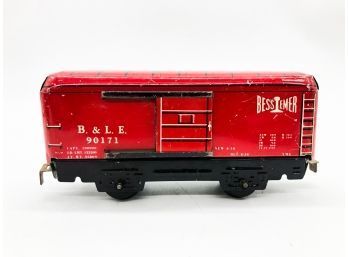 (37) VINTAGE MARX TIN TRAIN-#555-B&LE-CARGO WITH OPENING SIDE DOORS