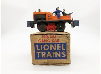 (165) VINTAGE LIONEL TRAIN-GANG CAR-#50-IN ORIG. BOX