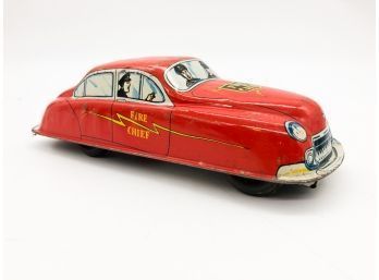 (22) VINTAGE TIN MARX CAR TOY-RED FIRE CHIEF