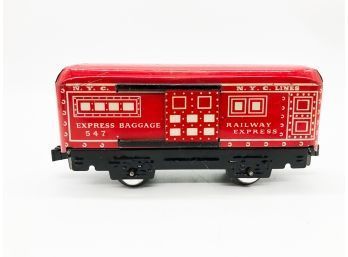 (34) VINTAGE TIN MARX TRAIN-EXPRESS BAGGAGE-#547