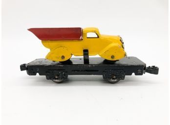 (48) VINTAGE REMOVEABLE METAL TOY DUMP TRUCK W/TRAIN-O GAUGE-MADE USA