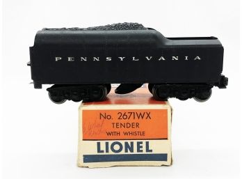 (143) VINTAGE LIONEL POSTWAR TENDER-#2671WX-WHISTLE-IN ORIG. BOX