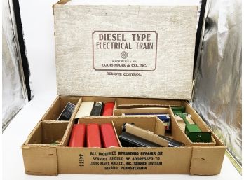 (147) VINTAGE MARX DIESEL TYPE ELECTRICAL TRAIN SET-ORIGINAL BOX