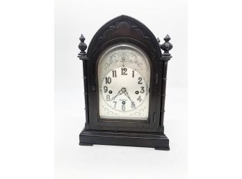 (60) VINTAGE PENDULUM WOODEN 'WESTMINSTER' MANTLE CHIME CLOCK-BY HERSCHEDE-MADE USA-