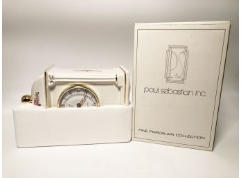 (13) PAUL SEBASTIAN-FINE PORCELAIN COLLECTION PAINTED CLOCK-NEW IN BOX