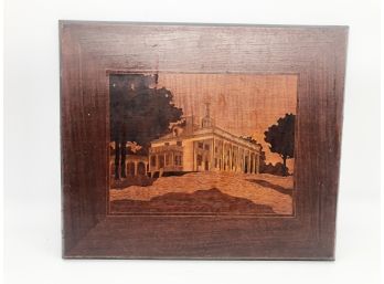 (129) GENUINE INLAID WOOD ART OF MOUNT VERNON - 13 DIFFERENT WOODS USED - APPROX.15 1/2' X 13'