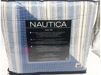 (121) NEW IN PACKAGE NAUTICA FULL/QUEEN QUILT SET-1 QUILT & 2 SHAMS-COTTON PREWASHED