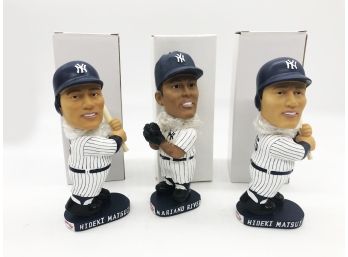 (139) Lot Of 3 Yankee Bobble Heads-1 Mariano Rivera And 2 Hideki Matsui All Aprox. 7'