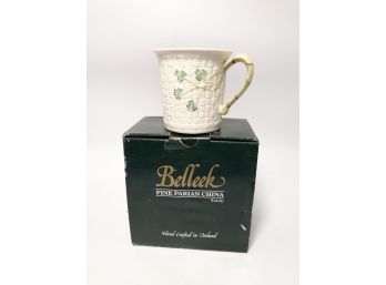 (18) BELLEEK-FINE PARIAN CHINA MUG-SHAMROCK MUG B0093-NEW IN BOX