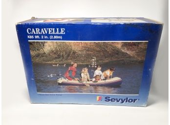 (37) CARAVELLE, SEVYLOR 4 PERSON INFLATABLE BOAT - NEW IN BOX - 9'