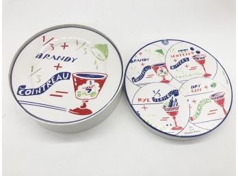 (138) ROSSANNA SET OF 4 ALCOHOL MIXER THEMED DESSERT PLATES -8' EACH-NEW IN BOX