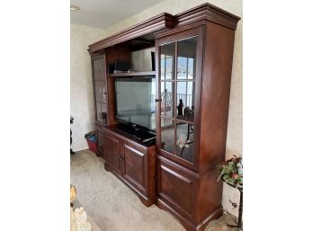 CHERRY WOOD THREE PIECE WALL UNIT - 90' WIDE BY 72' TALL