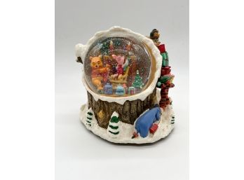 D-6- DISNEY 'WINNIE THE POOH' MUSICAL SNOW GLOBE - 'I'LL BE HOME FOR CHRISTMAS' - EYORE, TIGGER, ROO - 8'