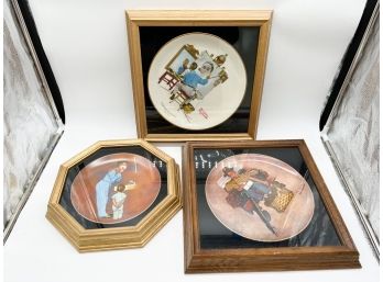 A-60- LOT OF THREE NORMAN ROCKWELL FRAMED COLLECTOR PLATES