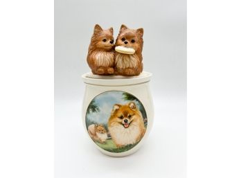 A-59- BRADFORD EXCHANGE 'COOKIE CAPERS, THE POMERANIAN COOKIE JAR' - 11' TALL