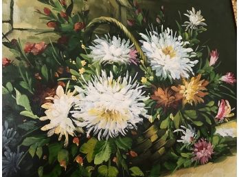 B-5- ORIGINAL SIGNED FLORAL STILL LIFE OIL PAINTING - 23' BY 27'