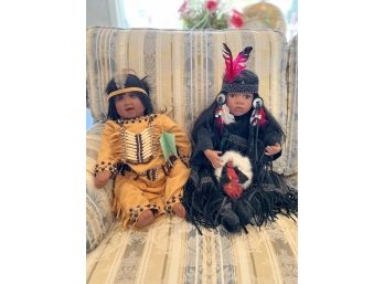 A-8- TWO LIMITED EDITION COLLECTIBLE NATIVE AMERICAN DOLLS - SEYMOUR MANN & TIMELESS - APPROX. 22'