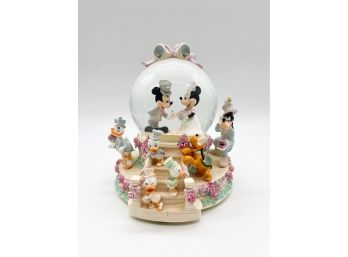 D-15- DISNEY MUSICAL SNOW GLOBE - MICKEY & MINNIE WEDDING DAY - PLAYS 'WEDDING MARCH'- 9'