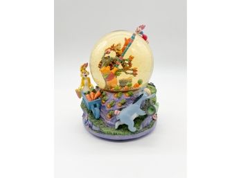 D-3- DISNEY WINNIE THE POOH MUSICAL SNOW GLOBE - WATER IS YELLOWISH - TIGGER, ROO, EYOREE - 7'