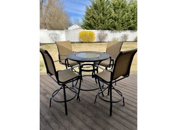 TILE & GLASS HIGHTOP PATIO TABLE WITH FOUR CHAIRS - GREAT SHAPE