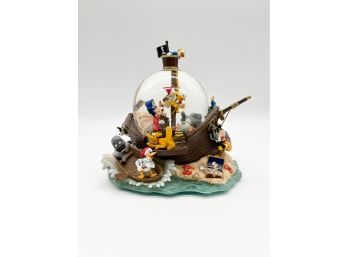 D-39- DISNEY MUSICAL SNOW GLOBE -SHIPWRECKED MICKEY ON THE HIGH SEAS- PLAYS 'ALL IN THE GOLDEN AFTERNOON'- 8'