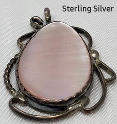 Sterling Silver Pendant With Pink Quartz Stone 1.5'L