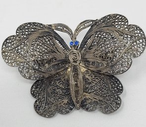Sterling Silver .925 Butterfly Brooch Topazio Portugal
