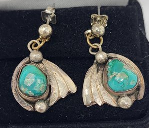Sterling Silver .925 Earrings With Turquoise Stones
