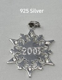 .925 Silver Snowflake Pendant  '2003' Inscription